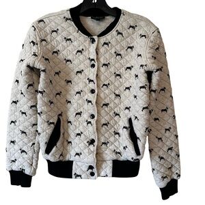 Topshop Quilted Dog Print Bomber Jacket, Size 2